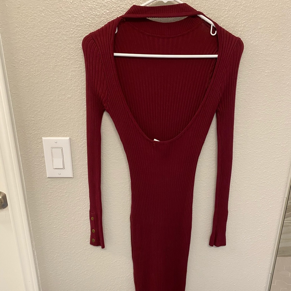 Ankle length backless sweater dress in size L